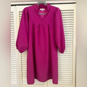 THML Magenta Textured Shift Mini Dress